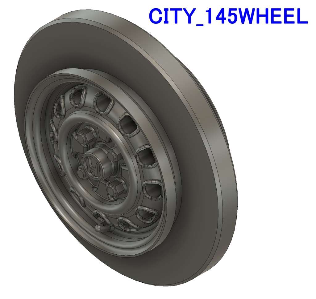 【STL】1/24 ホンダCITY 鉄ホイールとタイヤの3Dプリントデータ
