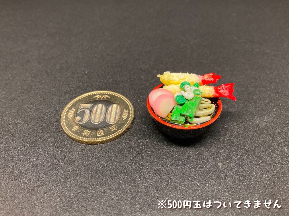 ミニチュアフード 天ぷらそば(えび天2本)