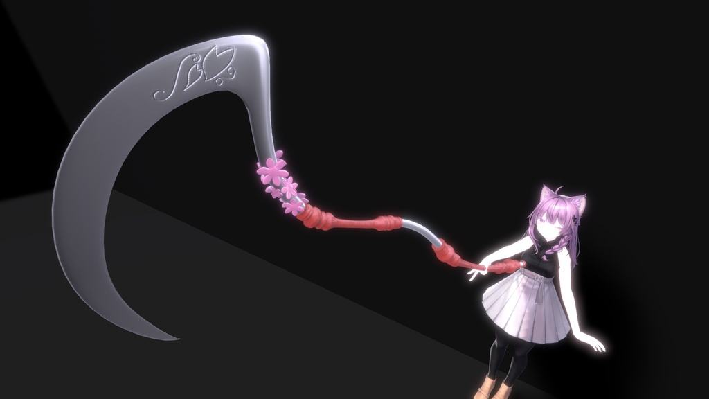 🌸セール中✨【オリジナル3Dモデル】LunaticBlossom_Scythe ~狂った華の鎌~ (ルナティックブロッサムサイズ) 魔法 鎌 武器 MA対応