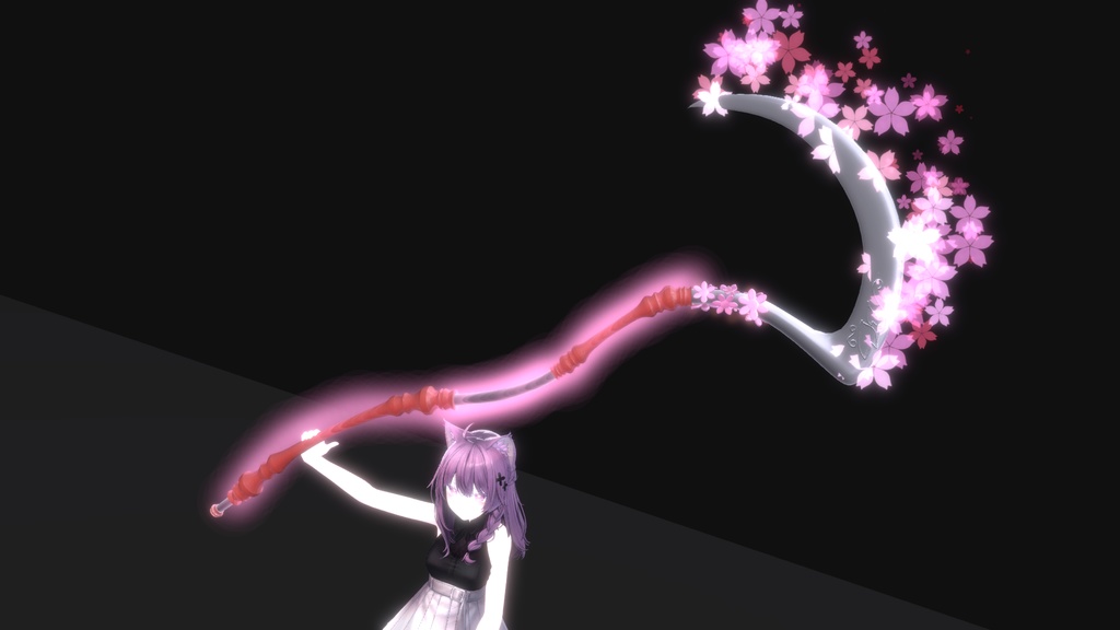 🌸セール中✨【オリジナル3Dモデル】LunaticBlossom_Scythe ~狂った華の鎌~ (ルナティックブロッサムサイズ) 魔法 鎌 武器 MA対応