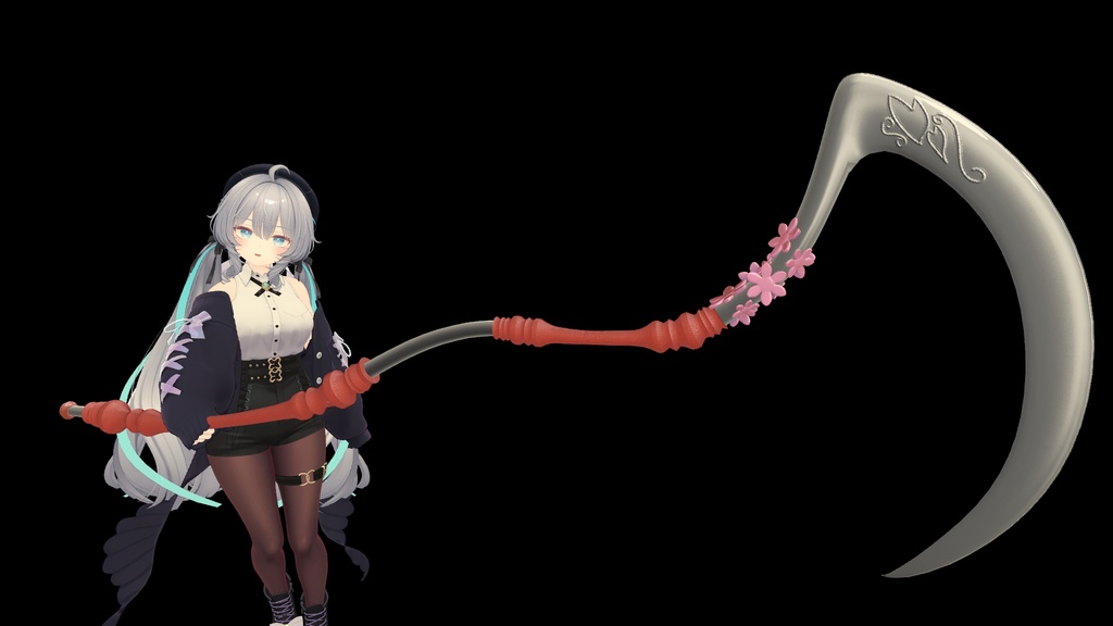 🌸セール中✨【オリジナル3Dモデル】LunaticBlossom_Scythe ~狂った華の鎌~ (ルナティックブロッサムサイズ) 魔法 鎌 武器 MA対応