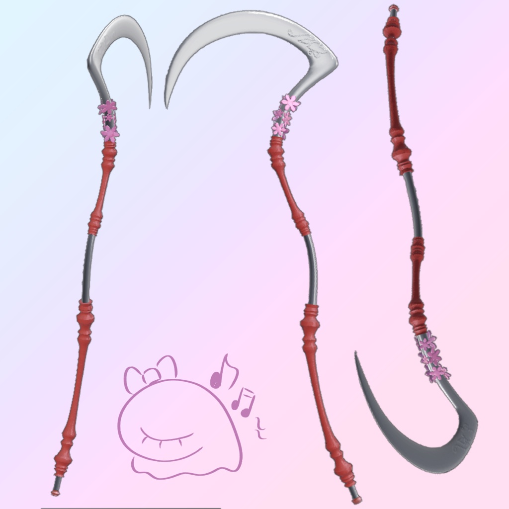 🌸セール中✨【オリジナル3Dモデル】LunaticBlossom_Scythe ~狂った華の鎌~ (ルナティックブロッサムサイズ) 魔法 鎌 武器 MA対応