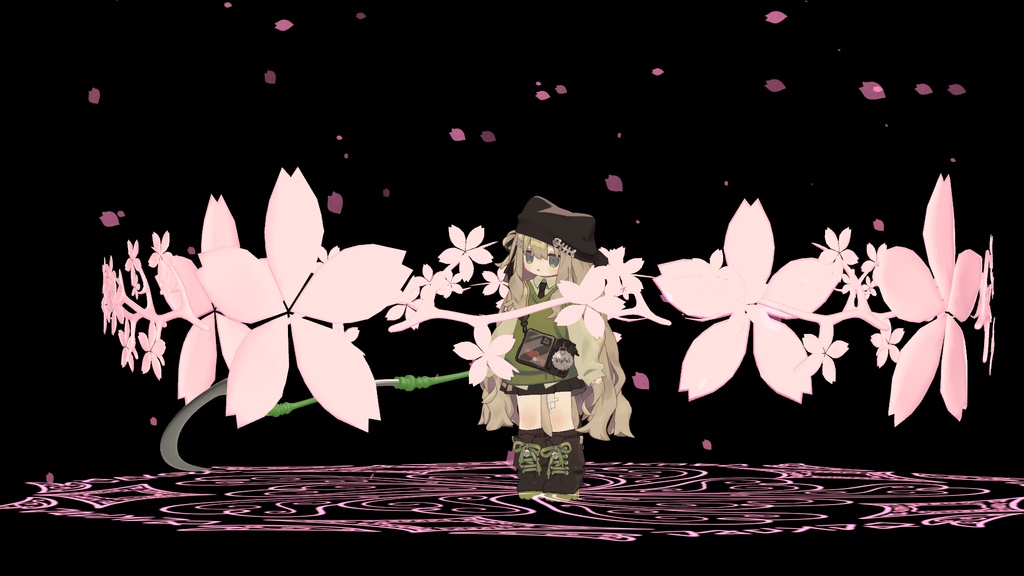 🌸セール中✨【オリジナル3Dモデル】LunaticBlossom_Scythe ~狂った華の鎌~ (ルナティックブロッサムサイズ) 魔法 鎌 武器 MA対応