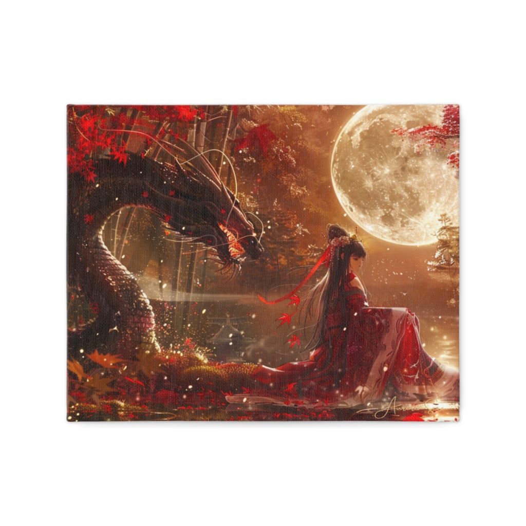 琥珀の月影(こはくのげつえい) ― 龍神の静かなる加護(キャンバス)