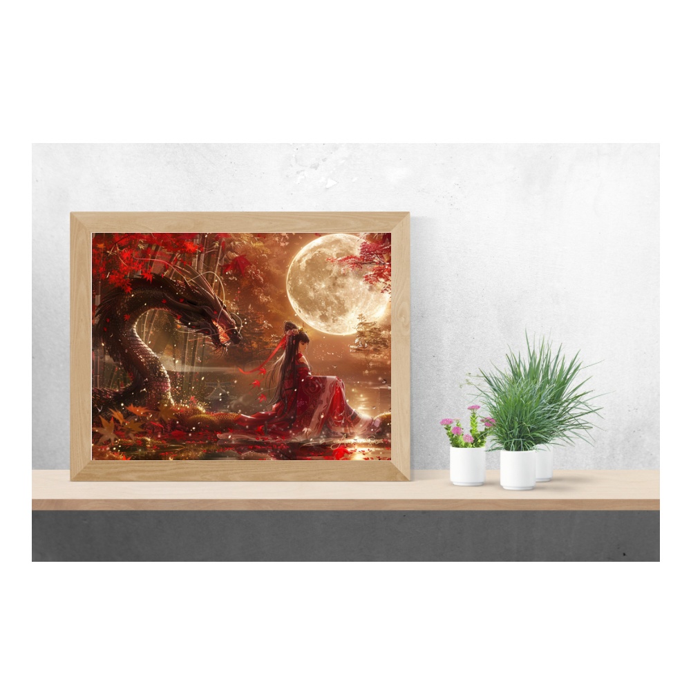 琥珀の月影(こはくのげつえい) ― 龍神の静かなる加護(キャンバス)