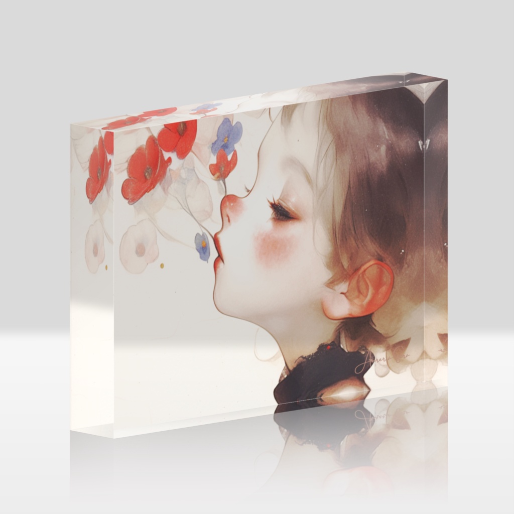 Flower Kiss ― 言霊(ことだま)が咲かせる愛の導き(アクリルブロック)