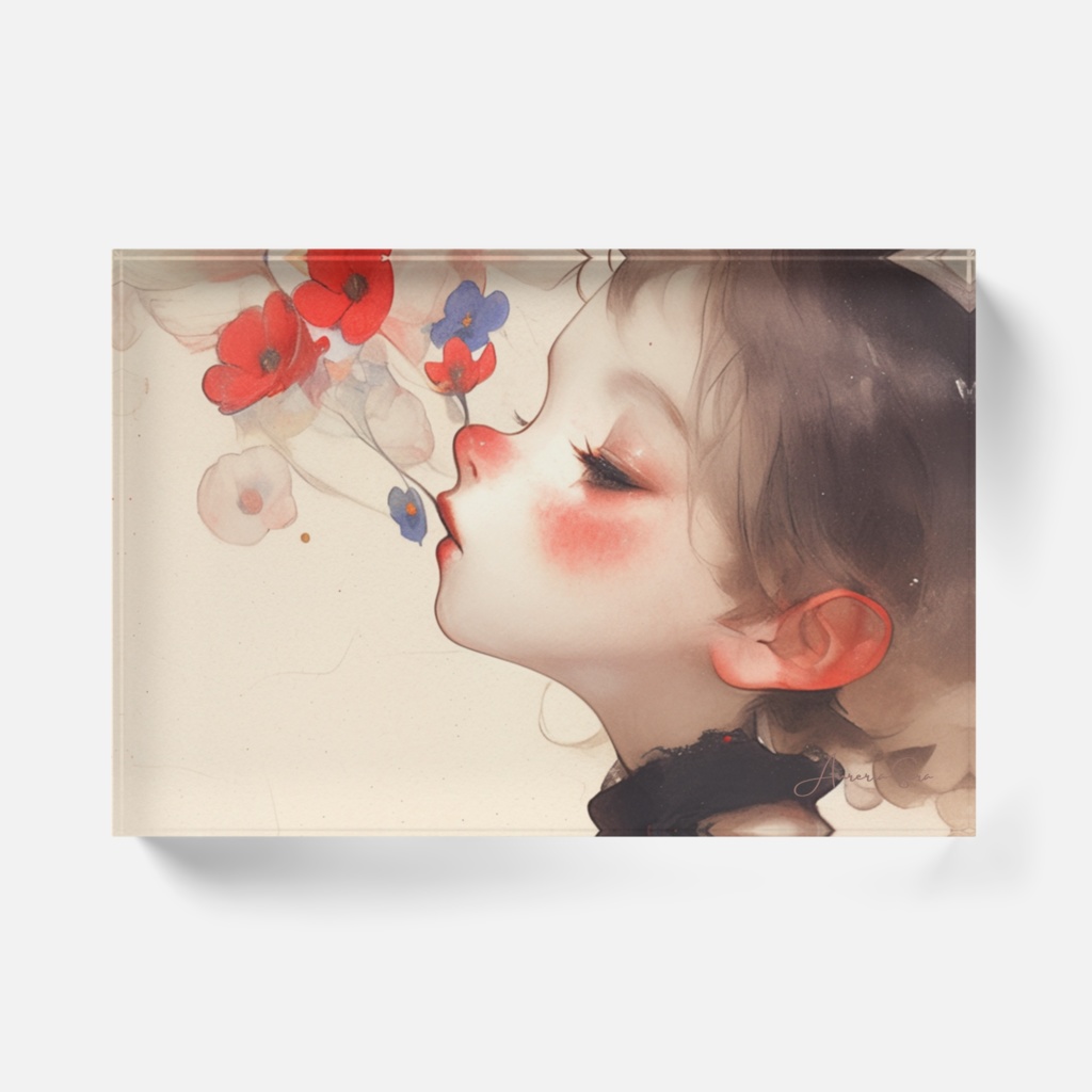 Flower Kiss ― 言霊(ことだま)が咲かせる愛の導き(アクリルブロック)