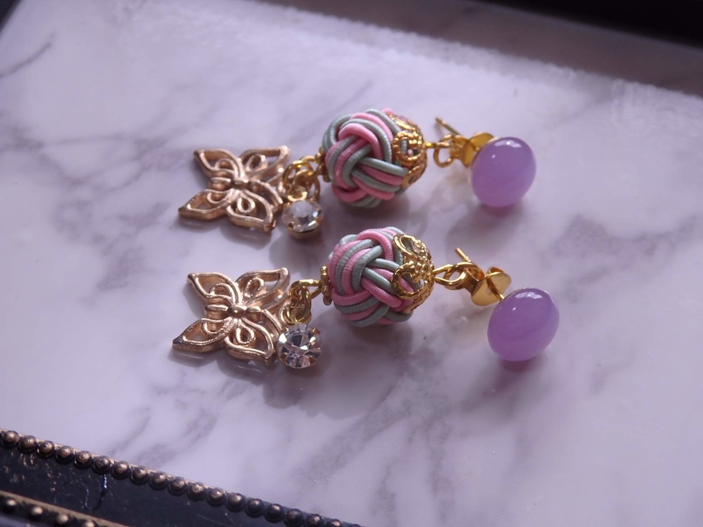 水引ピアス☆和風ピアス☆ガラスピアス