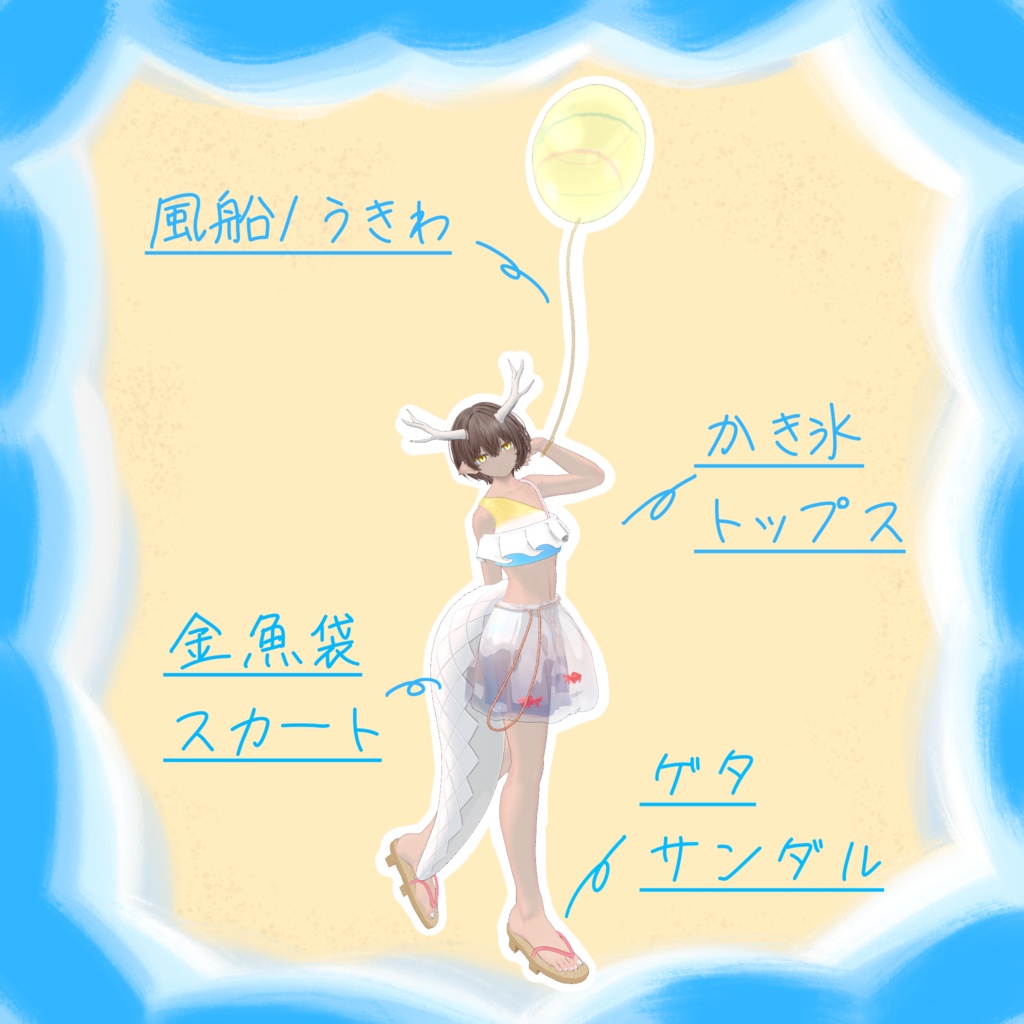 【龍のヨルちゃん・ヘルベチカ対応】【A1XBody】夏祭水着 -KasaiMizugi-