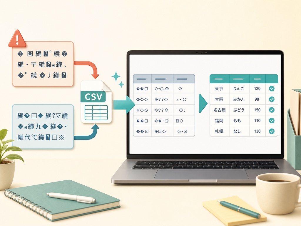 CSV文字化けなおし|Shift_JIS・UTF-8を判定してExcel向けに変換