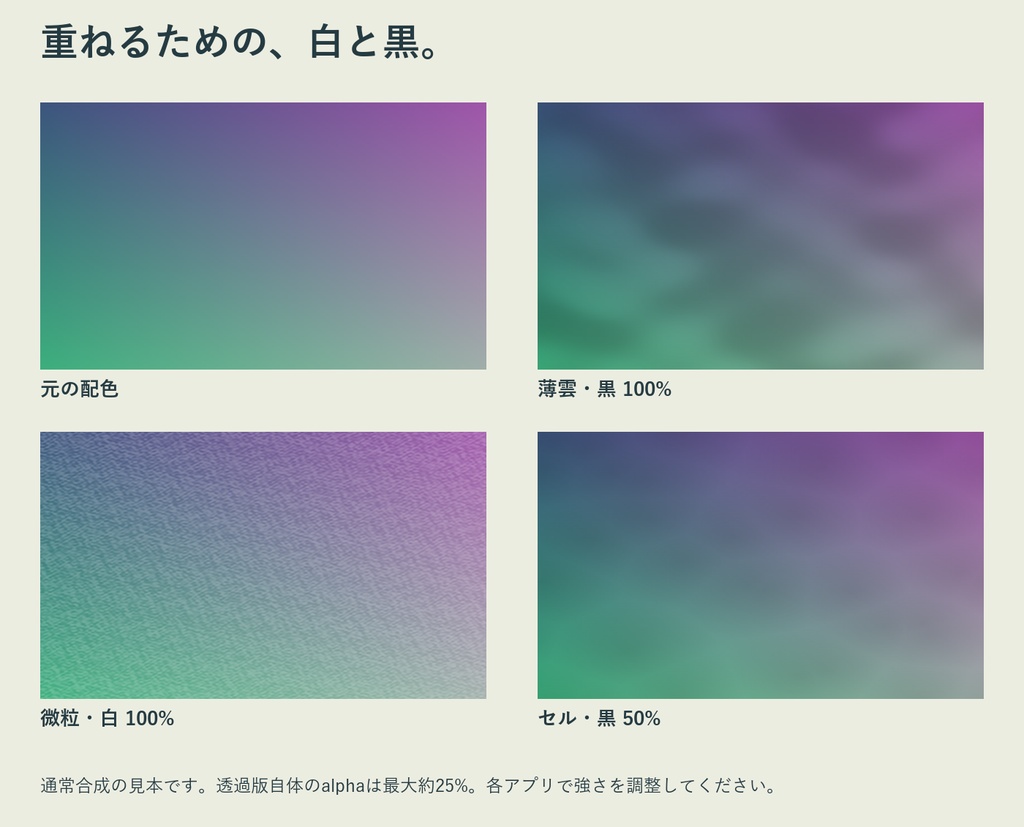 ノイズ・レイヤー|周期模様8柄・1024/2048px PNG48枚
