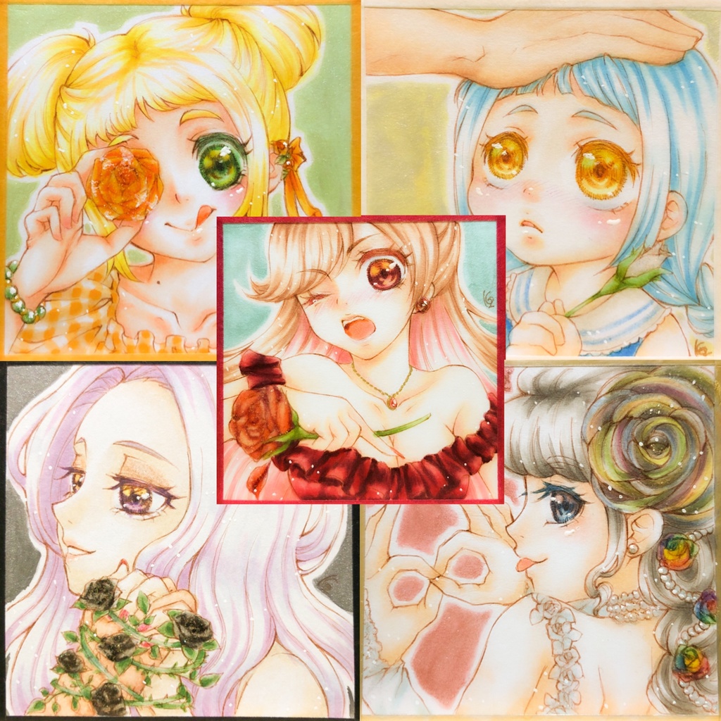 「五人五色」（豆色紙原画）