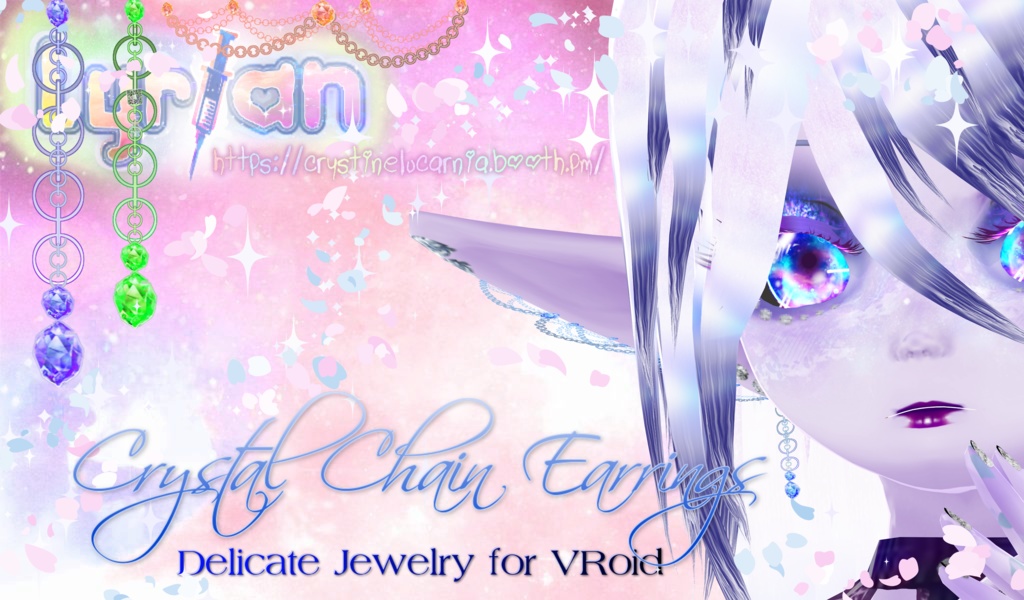 Crystal Chain Earrings [Hair Accessories for VRoid]