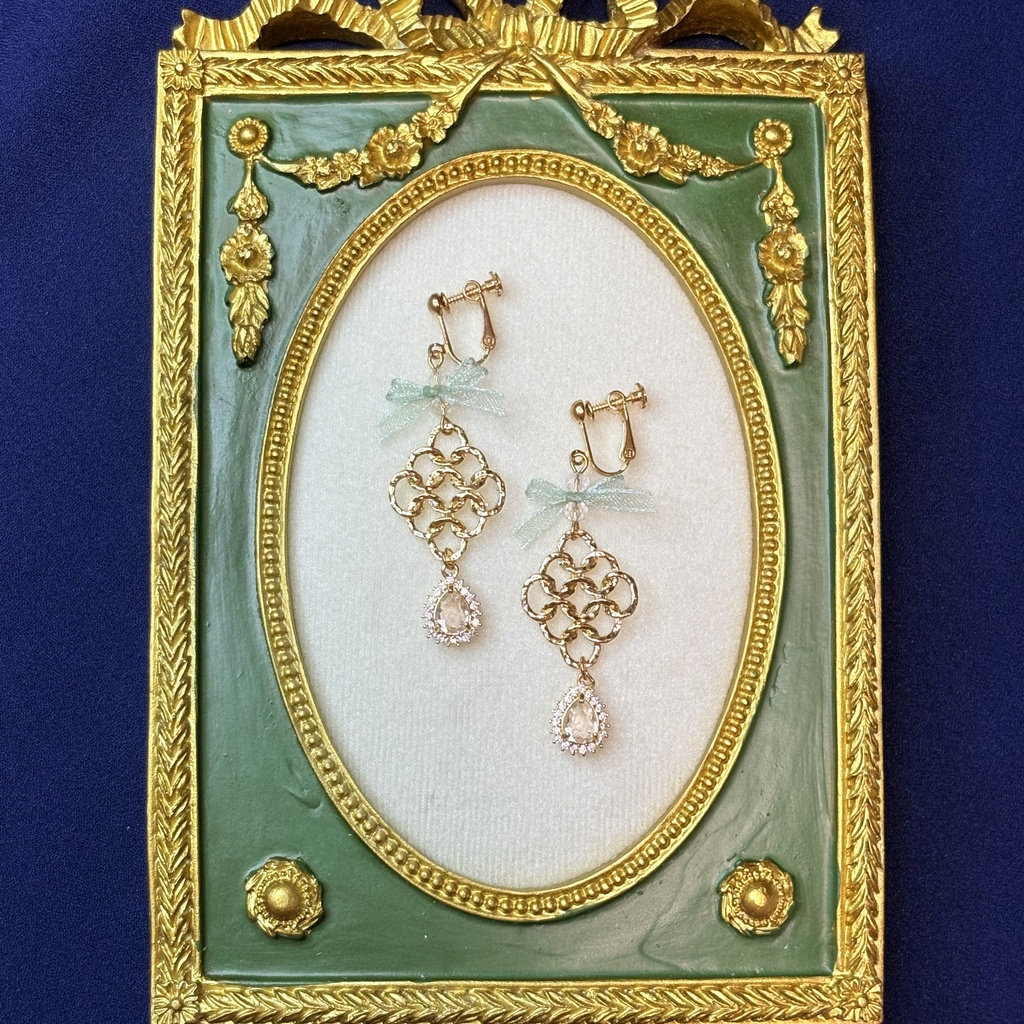 【創作アクセ】Mint Lace(イヤリング)