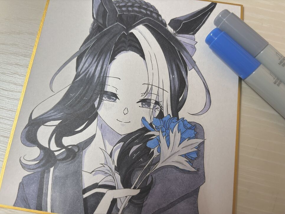 メジロラモーヌ モノクロミニ色紙