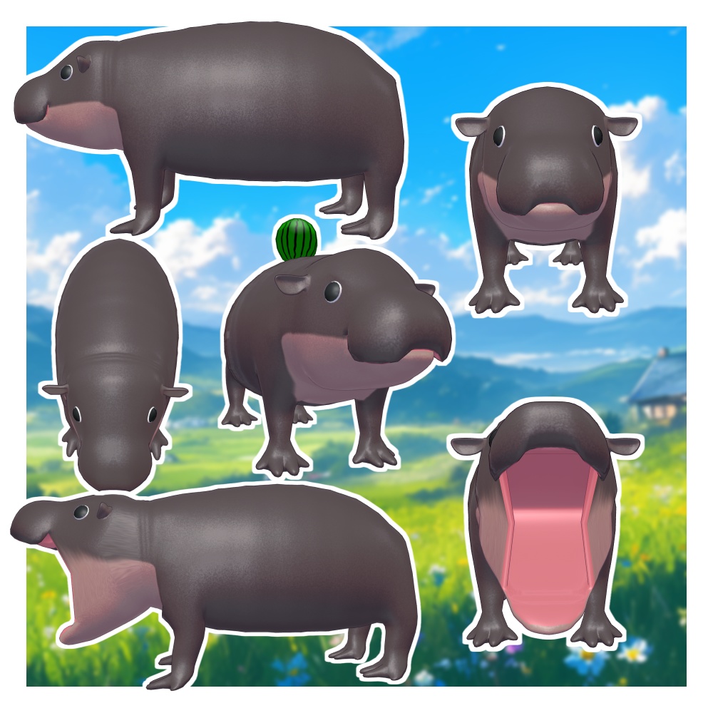 オリジナル3Dモデル「トトブール」(コビトカバ)