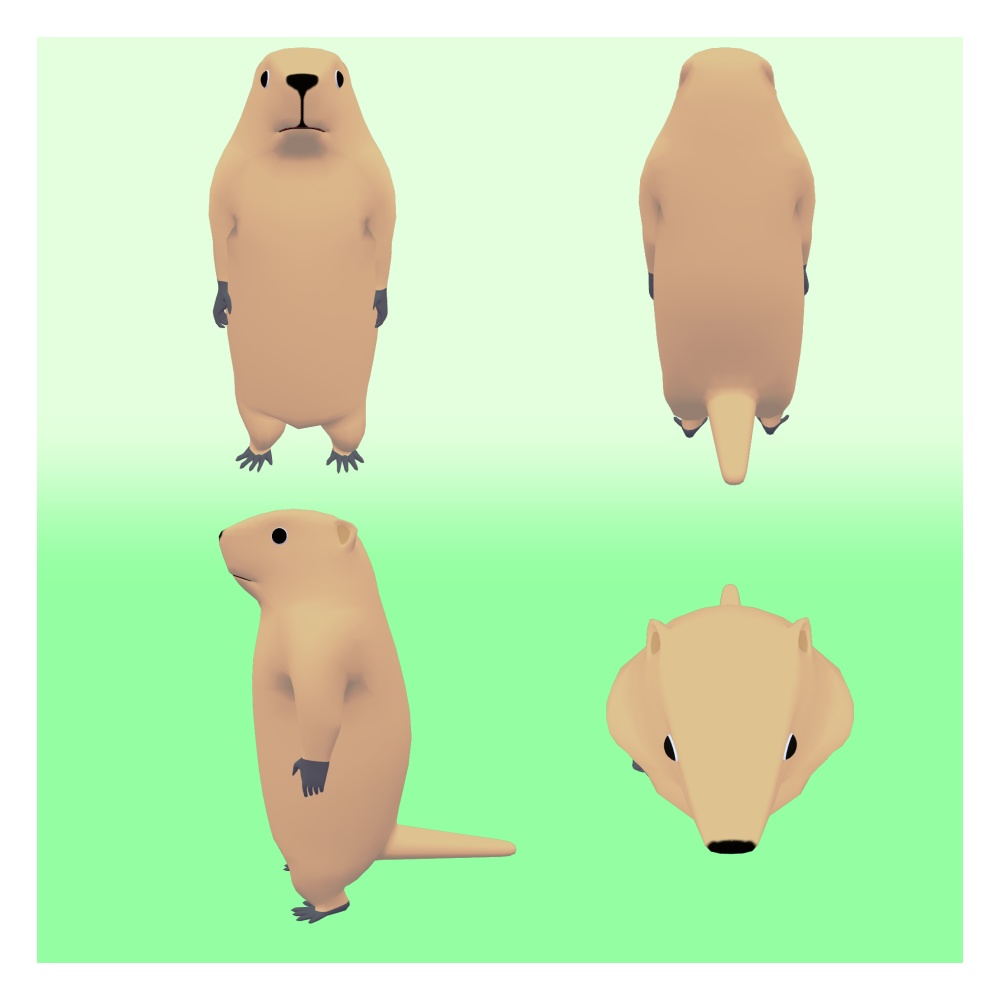 オリジナル3Dモデル「ルルモタ」(マーモット)