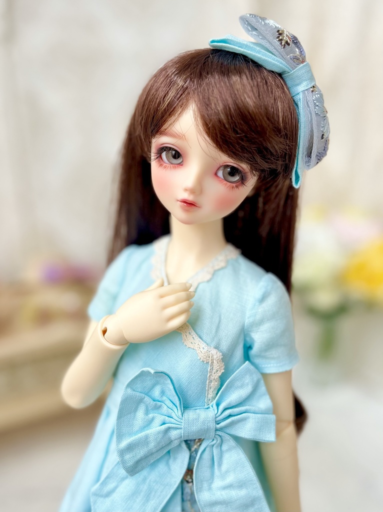 インド刺繍リボンのカシュクールワンピース(ラムネブルー)