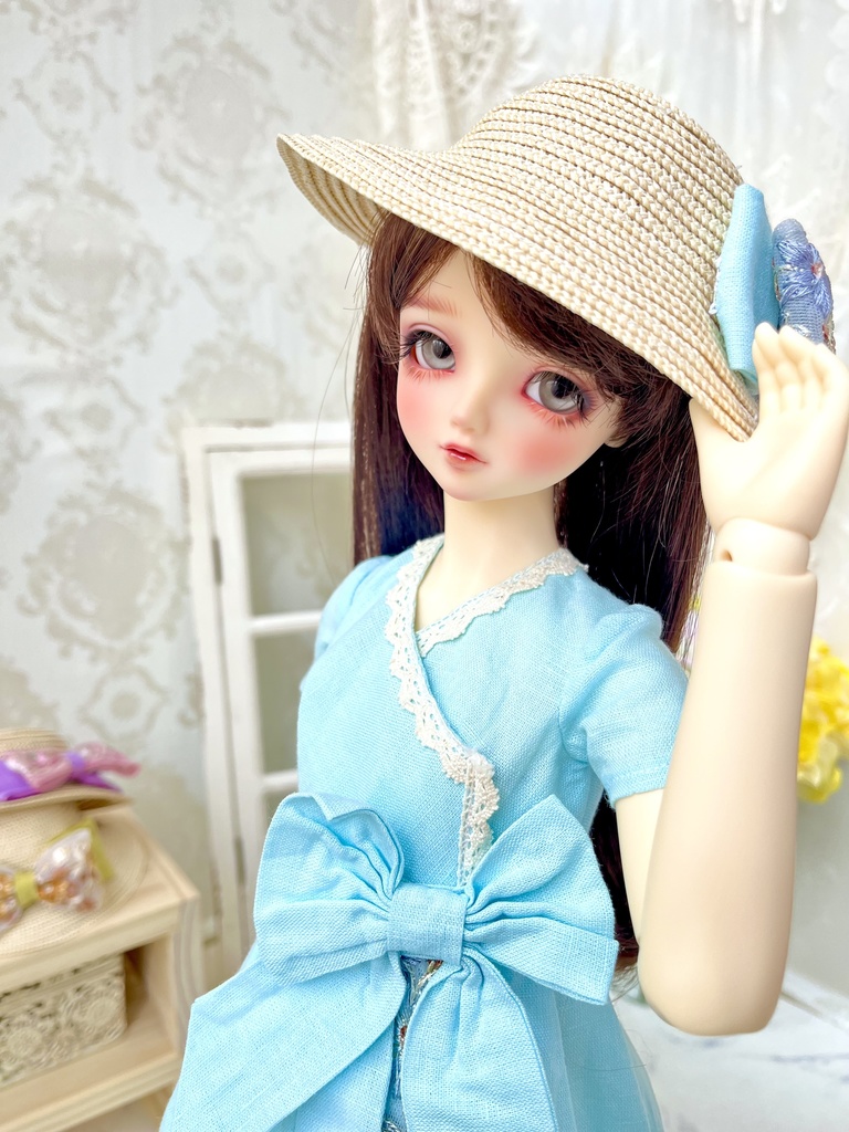 インド刺繍リボンのカシュクールワンピース(ラムネブルー)