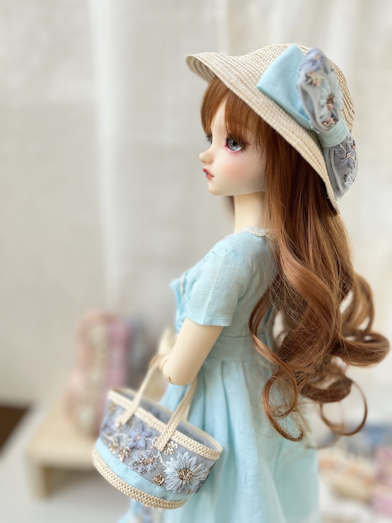 インド刺繍リボンのカシュクールワンピース(ラムネブルー)