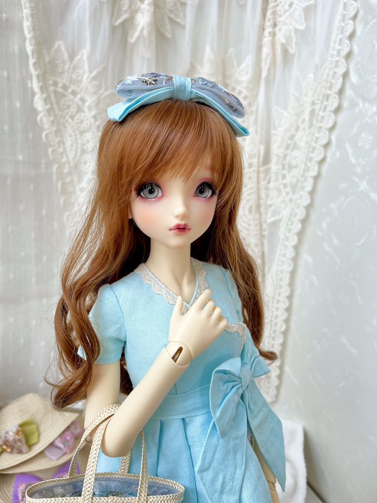 インド刺繍リボンのカシュクールワンピース(ラムネブルー)