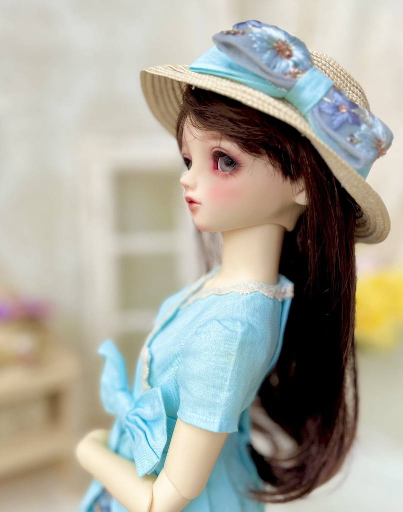 インド刺繍リボンのカシュクールワンピース(ラムネブルー)