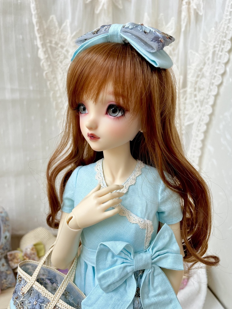 インド刺繍リボンのカシュクールワンピース(ラムネブルー)