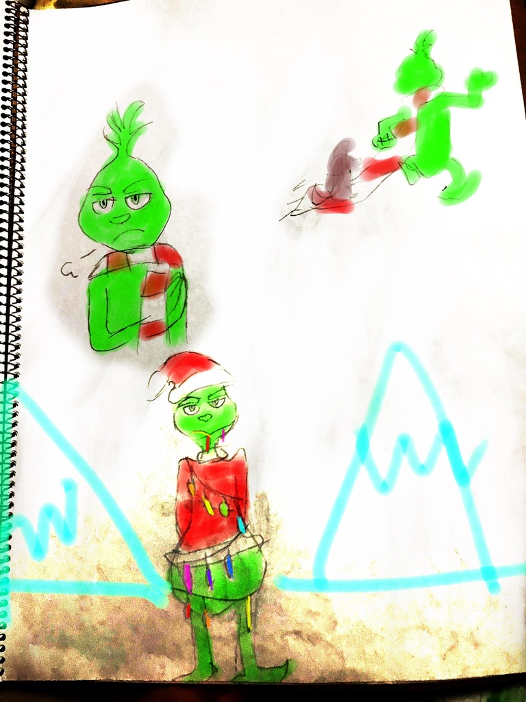 グリンチくんマフラーを引きずって歩いてるとそのマフラーの上に乗っかって進んでる愛犬マックス二匹共後ろ姿