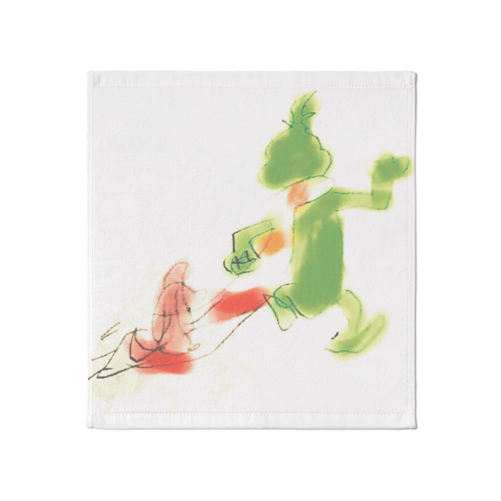 グリンチくんマフラーを引きずって歩いてるとそのマフラーの上に乗っかって進んでる愛犬マックス二匹共後ろ姿