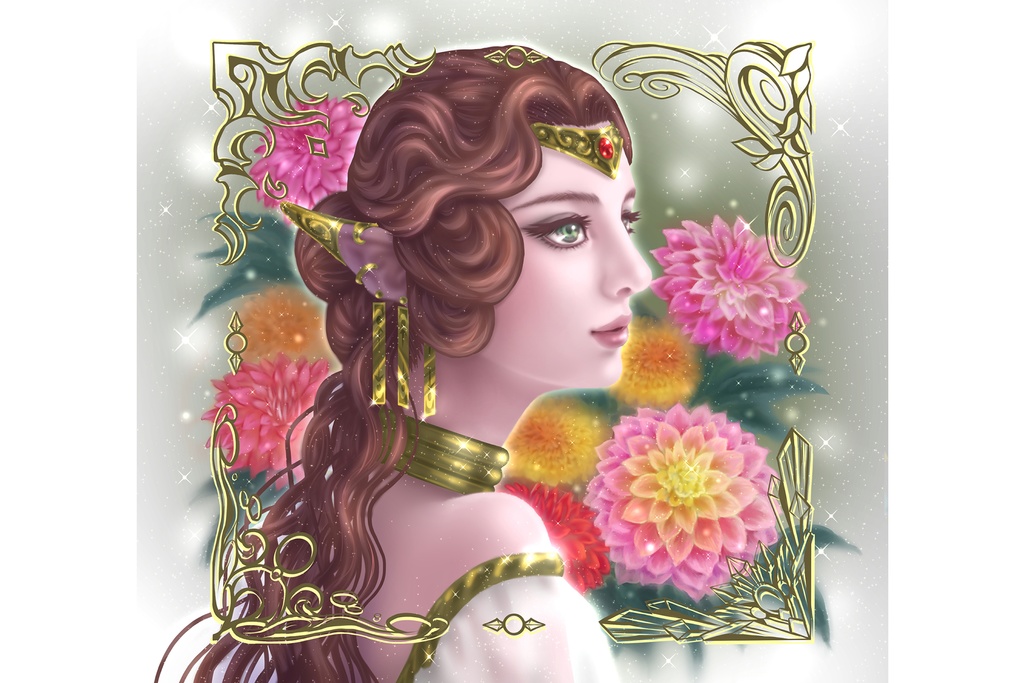 9月　ダリア　ハガキサイズ