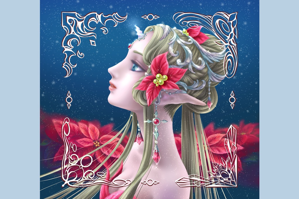 12月　ポインセチア　ハガキサイズ