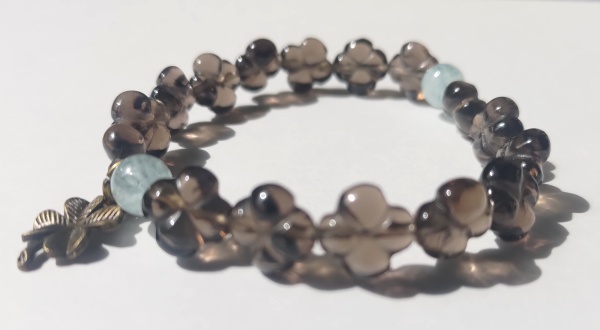 スモーキークォーツ(クローバーカット)&アクアマリン