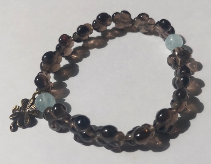 スモーキークォーツ(クローバーカット)&アクアマリン