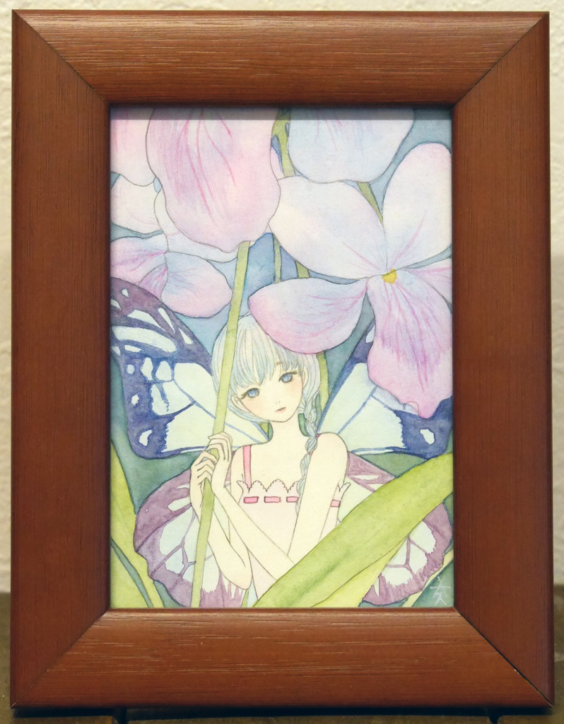原画「スミレとアサギマダラ」