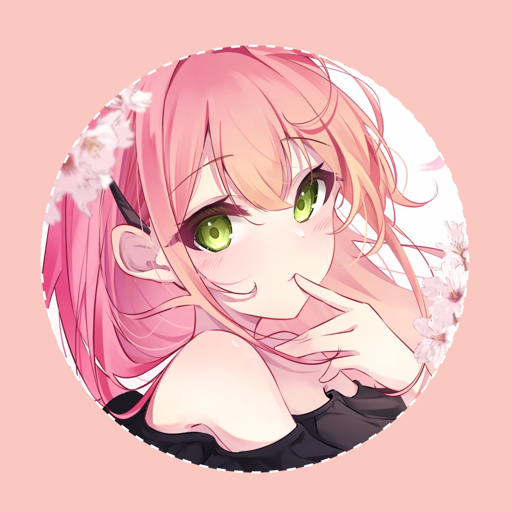 桜色の女の子缶バッジ