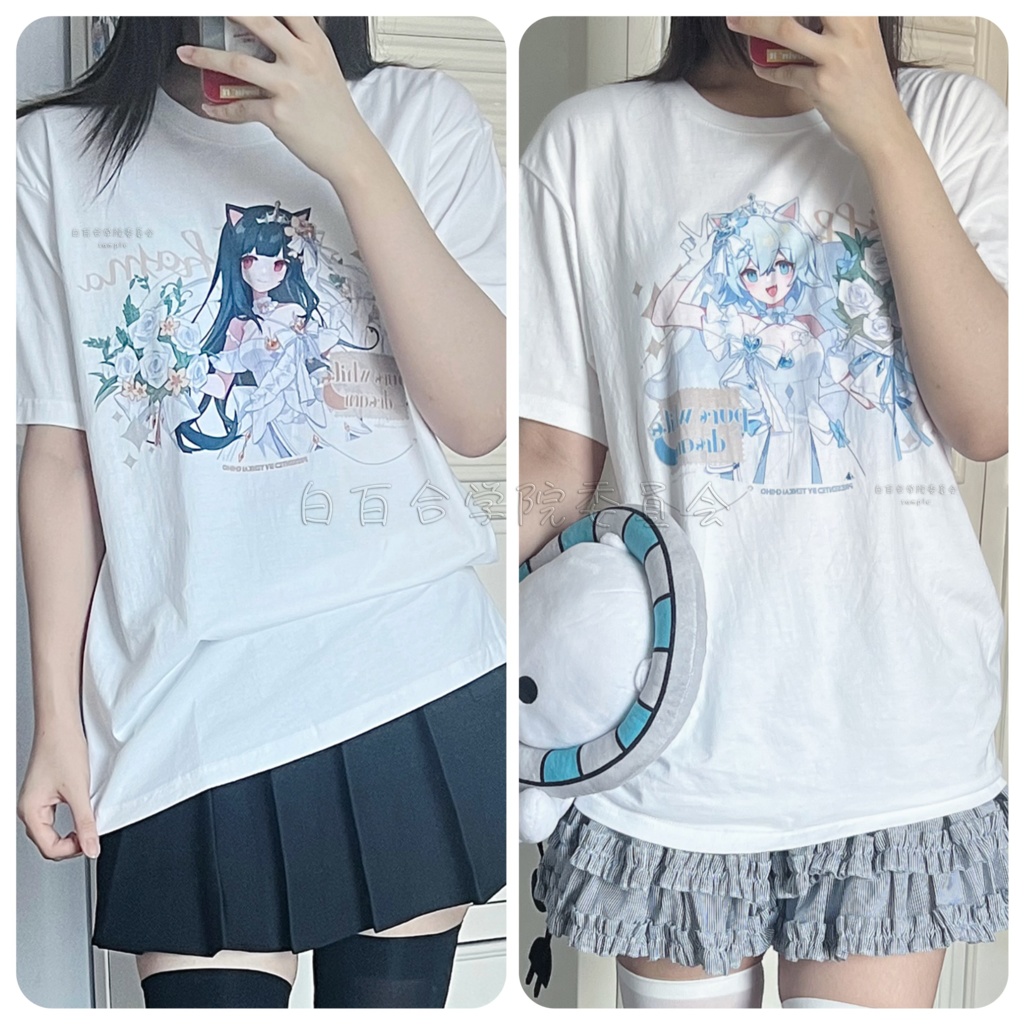 【受注生產】しゃまxみるく:pure white dream tシャツ