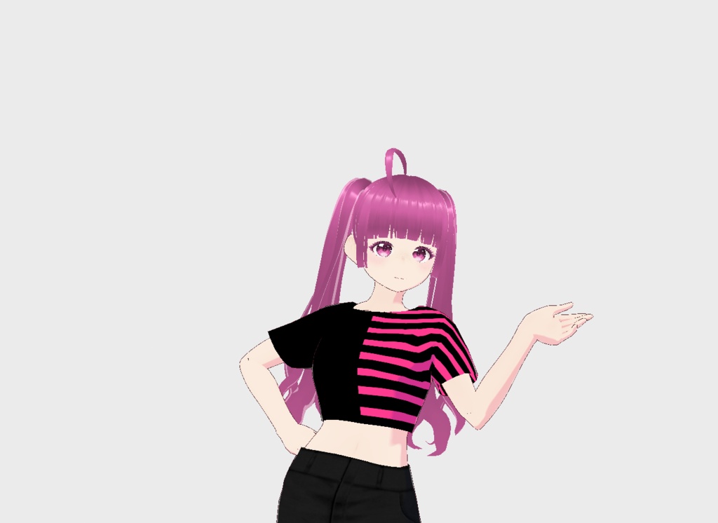 Vroid shirt: Mini T-shirt half stripes half plain (9 COLORS)