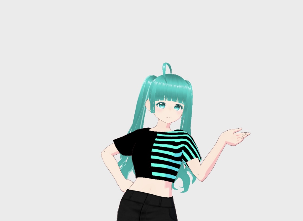 Vroid shirt: Mini T-shirt half stripes half plain (9 COLORS)