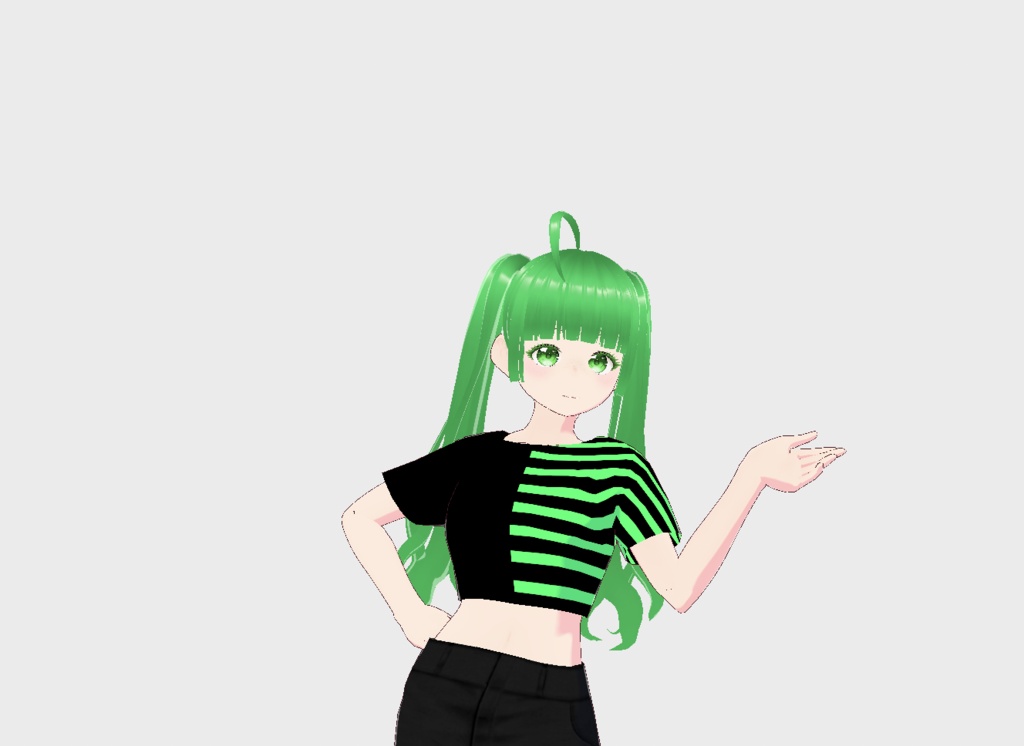 Vroid shirt: Mini T-shirt half stripes half plain (9 COLORS)