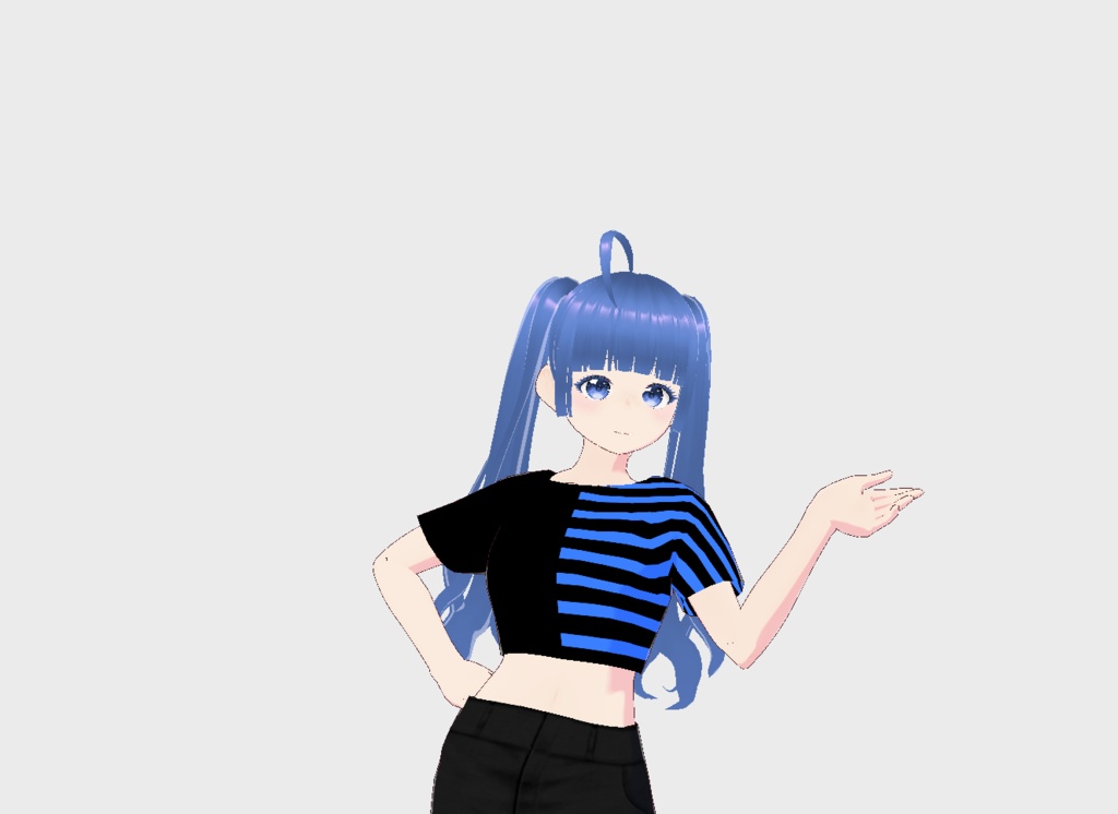 Vroid shirt: Mini T-shirt half stripes half plain (9 COLORS)