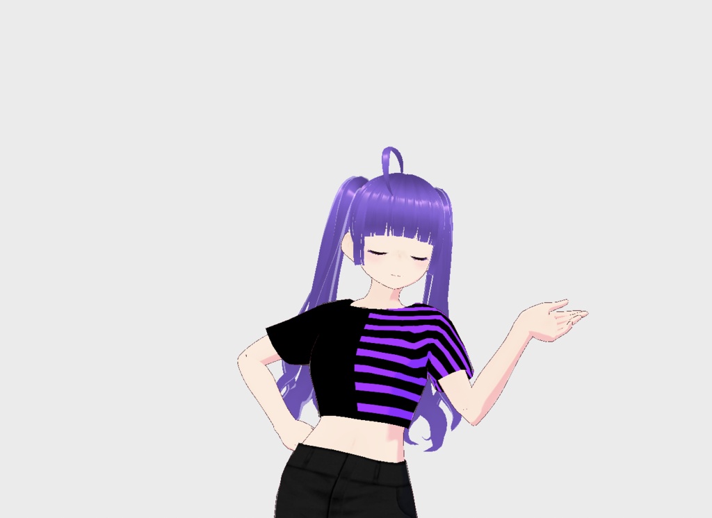 Vroid shirt: Mini T-shirt half stripes half plain (9 COLORS)