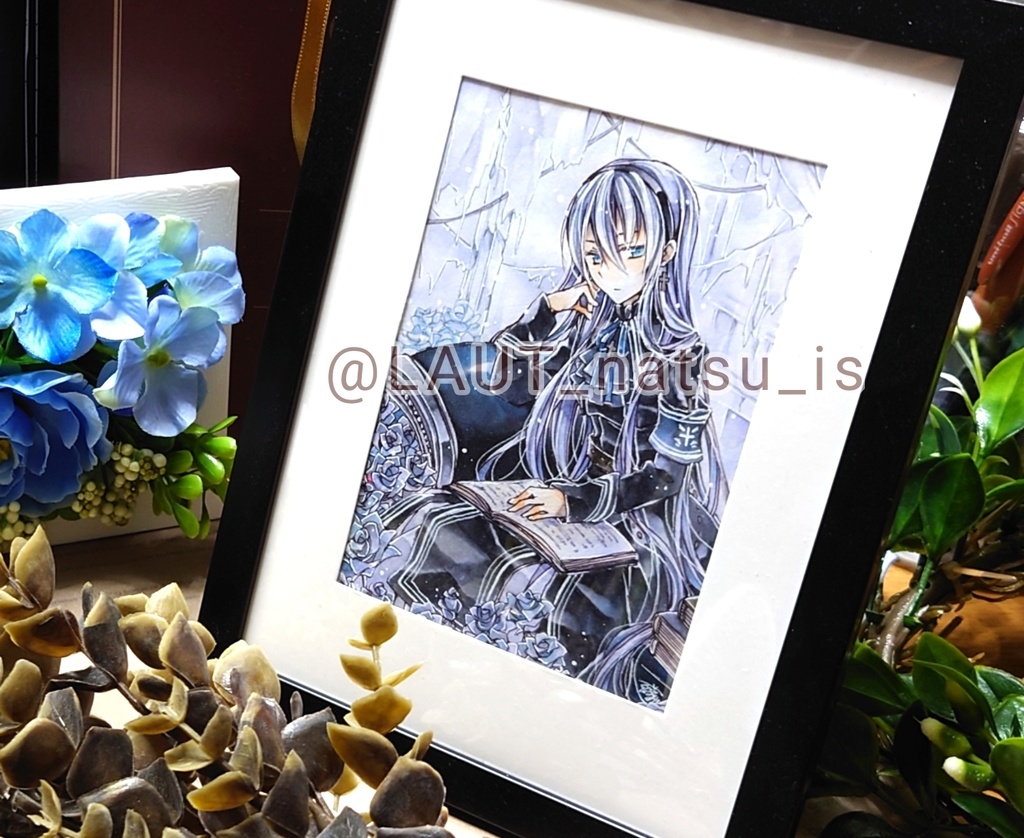 原画【廃城の青灰薔薇】−ブルールインローズ−