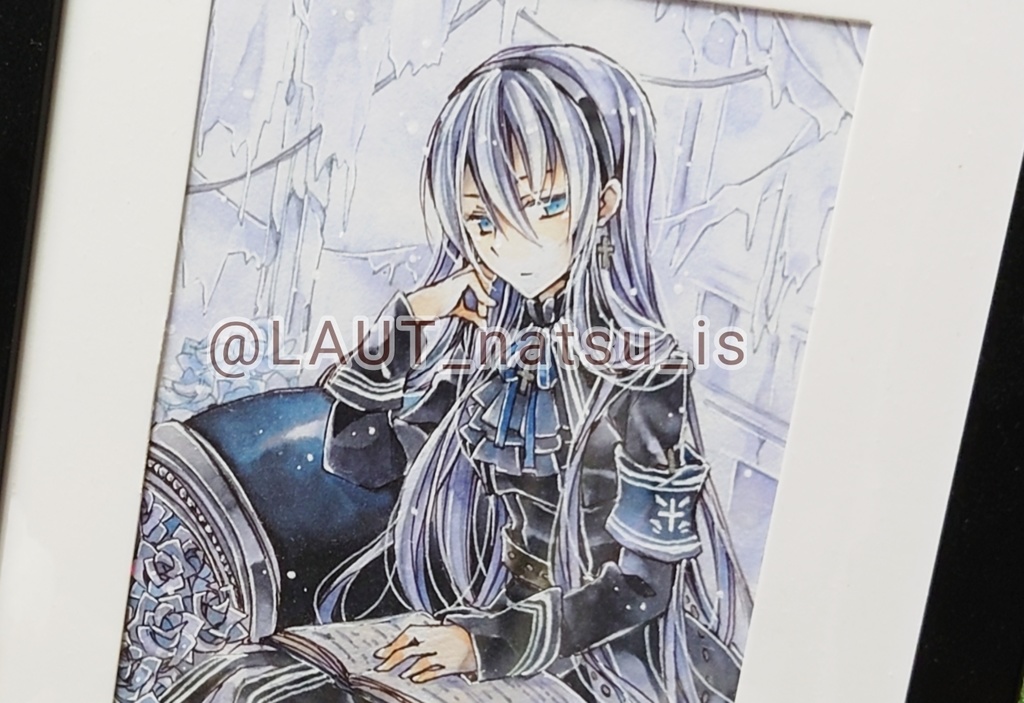 原画【廃城の青灰薔薇】−ブルールインローズ−