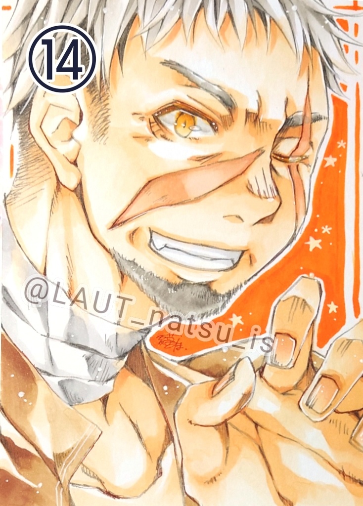 原画【男性キャラで1日1枚アナログ絵】⑬〜㉔