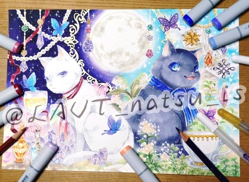 原画【月と猫】シリーズ