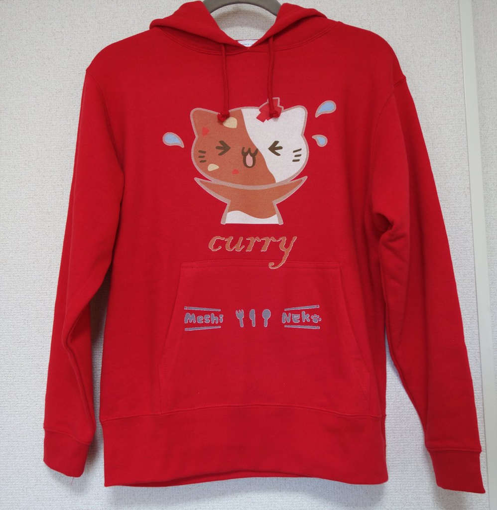 ねこ×ごはん(カレー)フーディー：赤