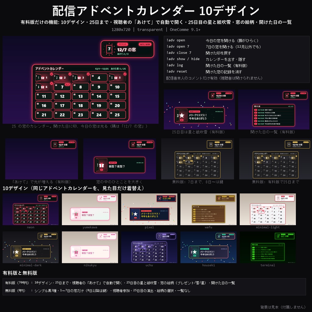 【クリスマス わんコメテンプレート】配信アドベントカレンダー 10デザイン｜12/1〜25の窓を配信のたびに開ける・中に自分のひとことやお題ほか【OBS/毎日配信/クリスマス企画】