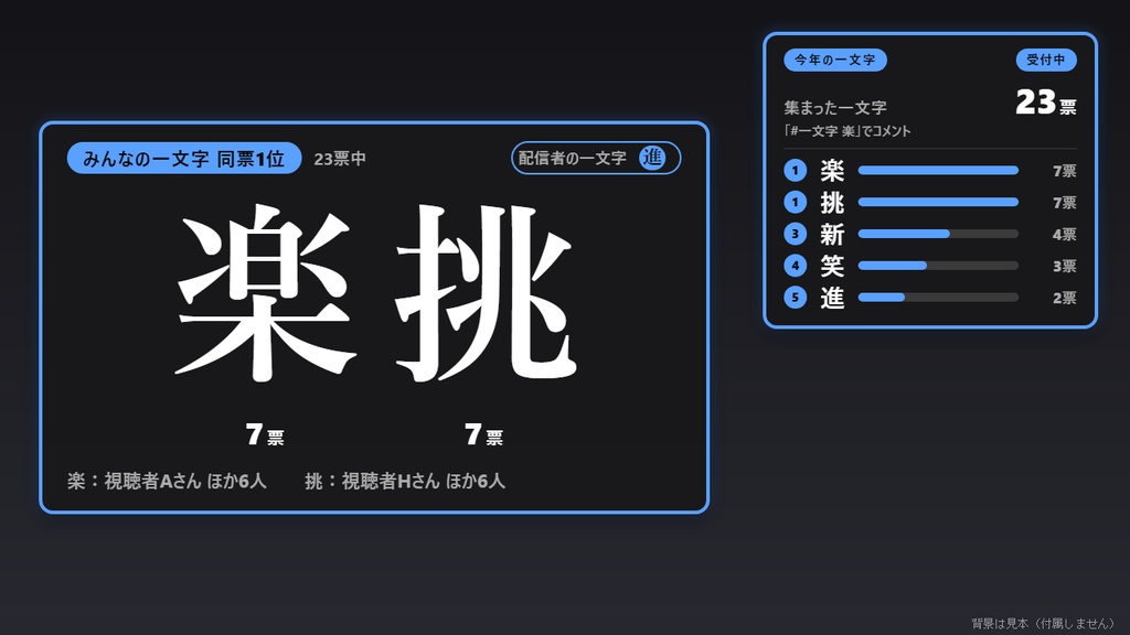 【無料】今年の一文字 シンプル黒【わんコメテンプレート/年末配信】