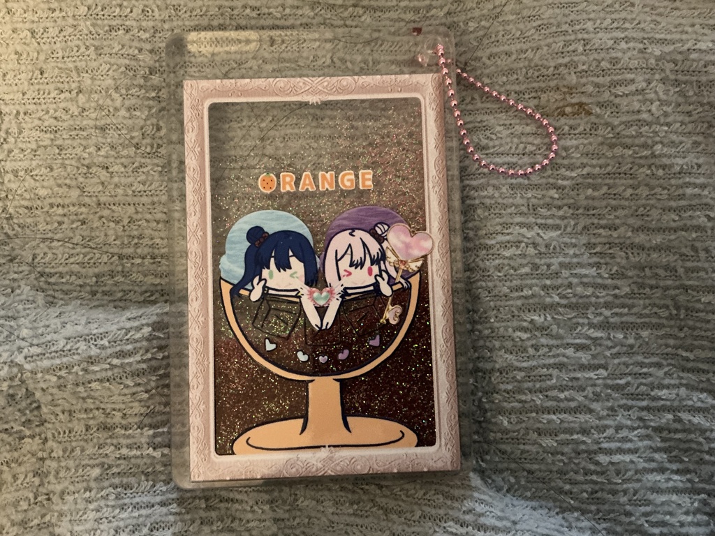 ORANGE🍊🐰5周年流れるグリッターアクリルキーホルダー