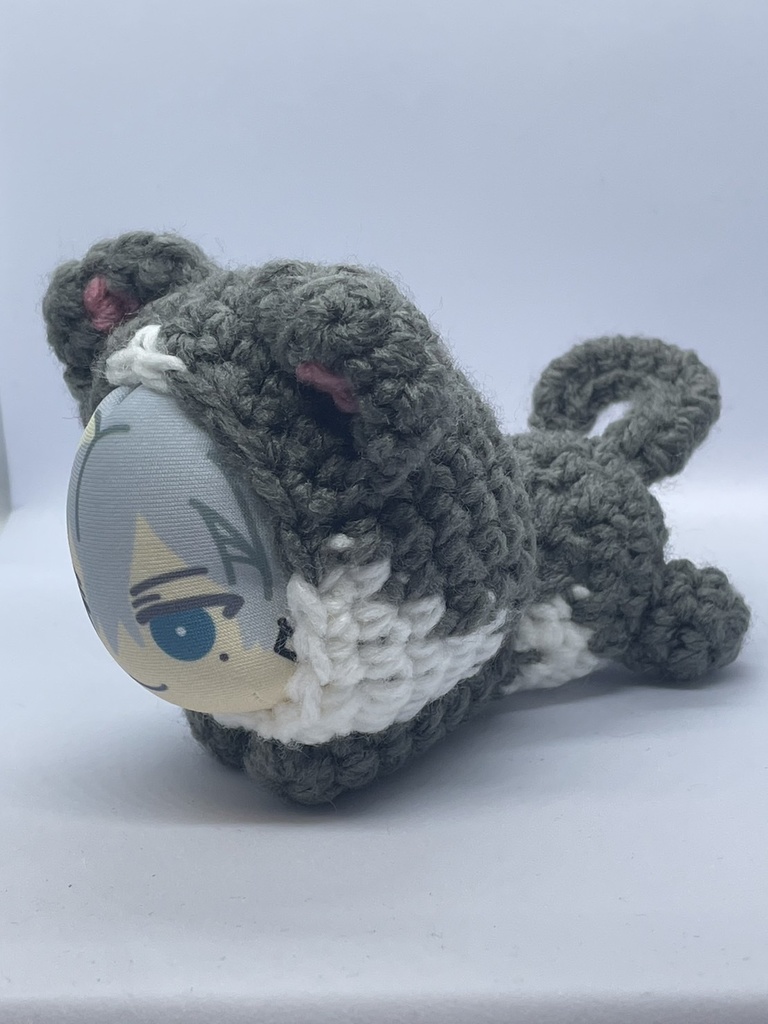 寝そべり着ぐるみ*ハチワレねこ グレー*おまんじゅう用